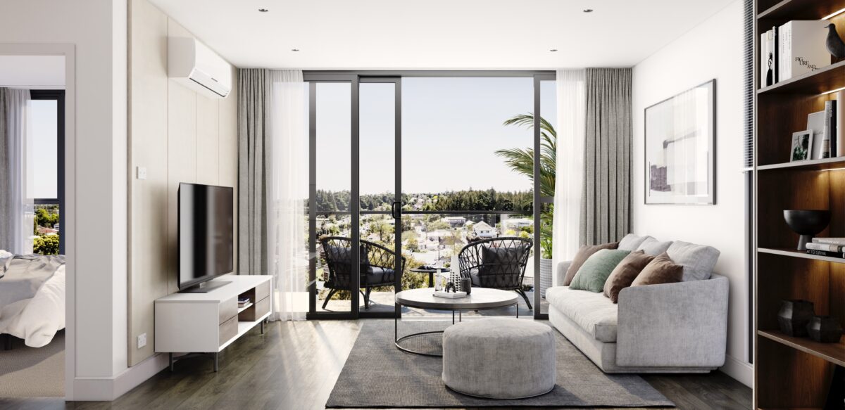 Elevation Northcote apartment interior - balcony view