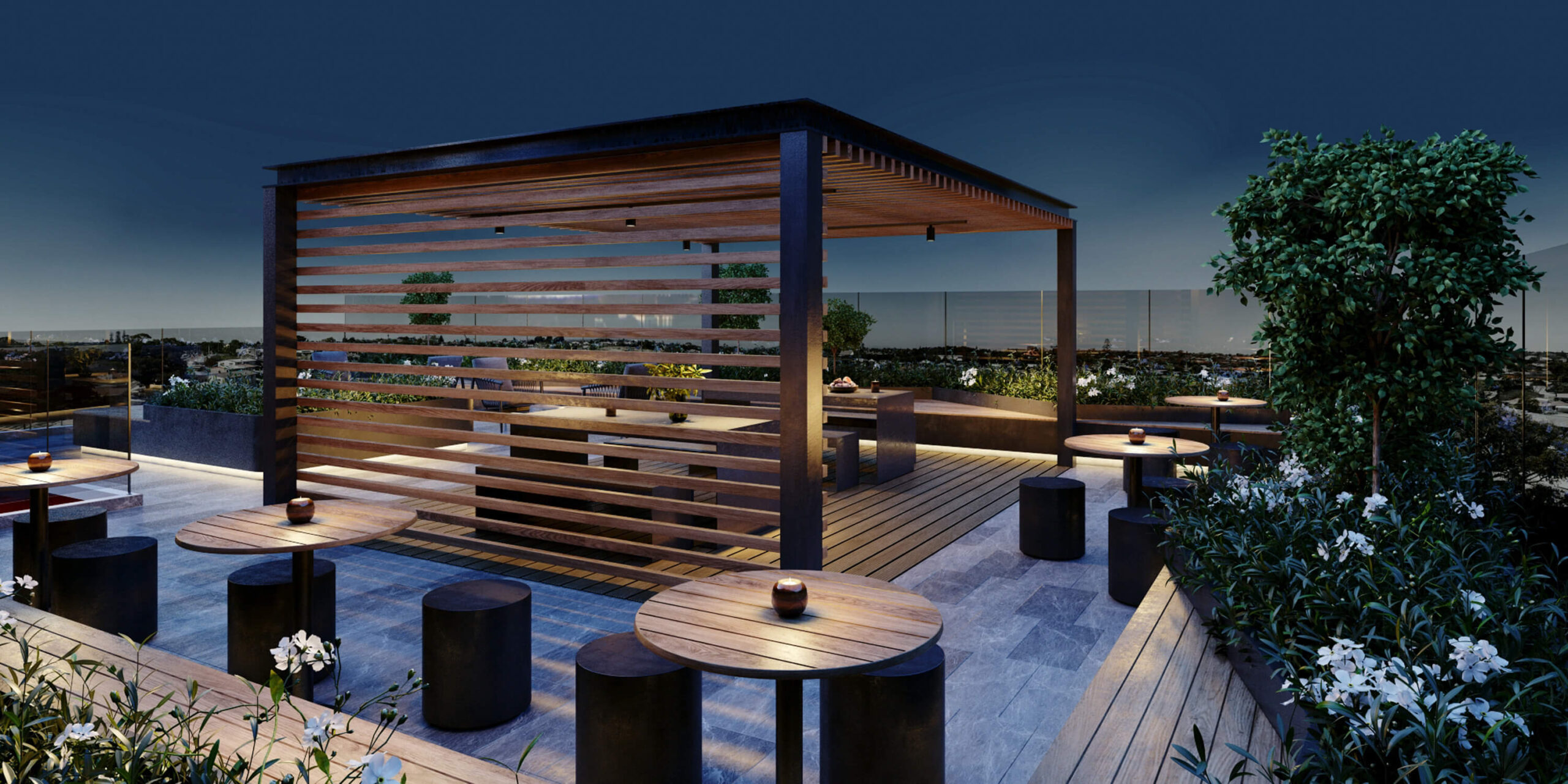 Roof Terrace View - Elevation Northcote Apartments