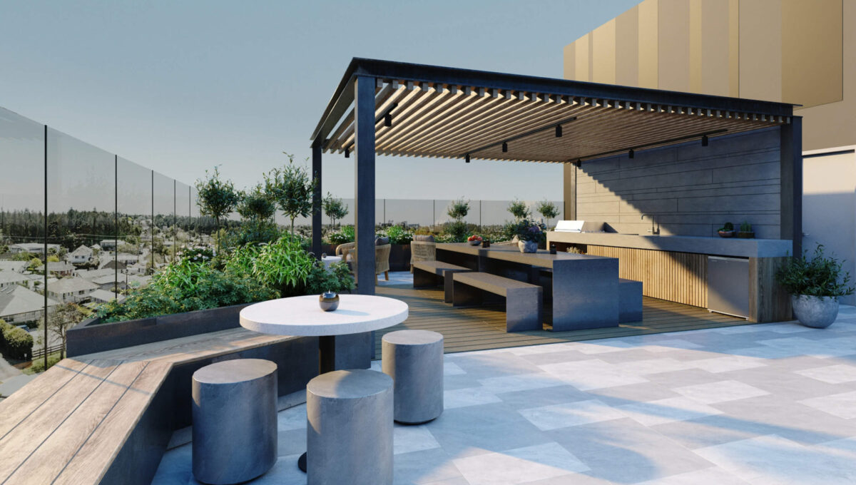 Roof Terrace Amenities - Day - Elevation Northcote Apartments