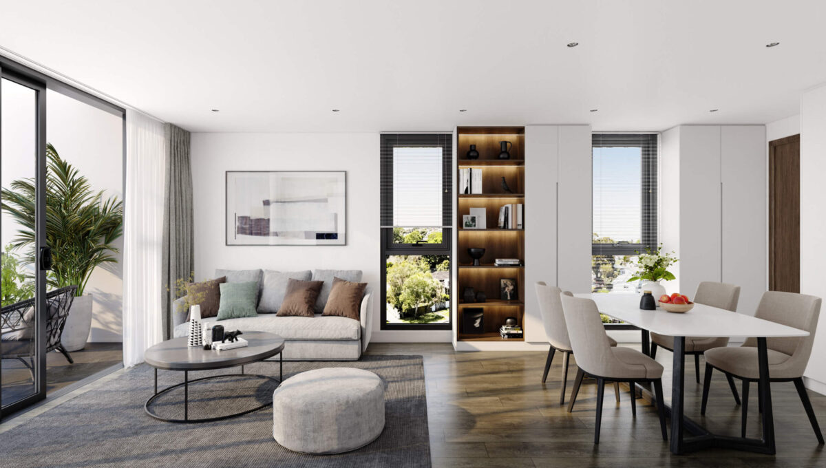 Open plan living - Elevation Northcote Apartments