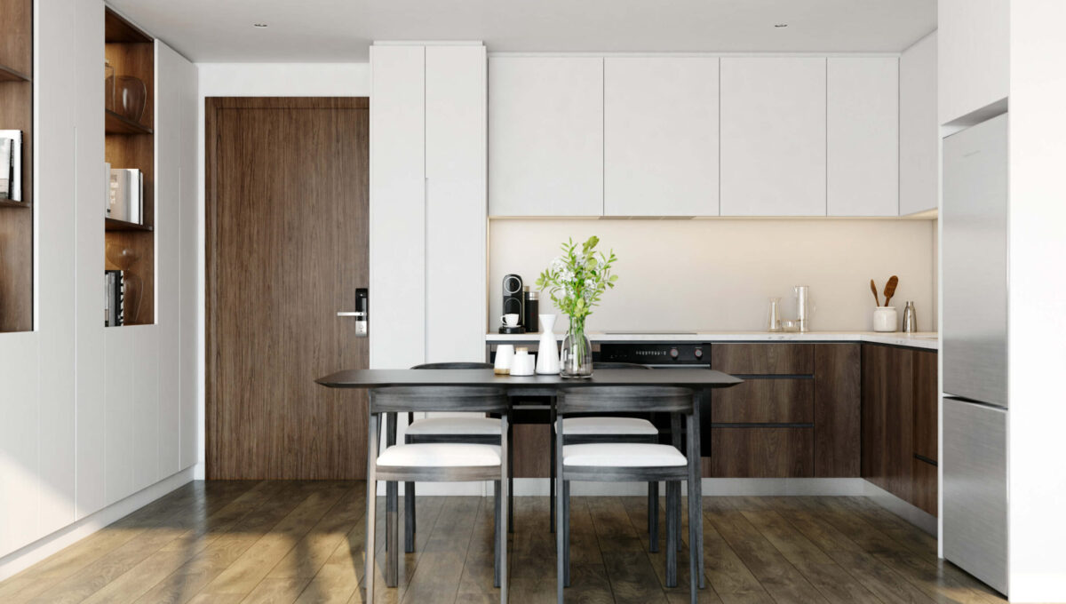 Dining room and kitchen - Elevation Northcote Apartments