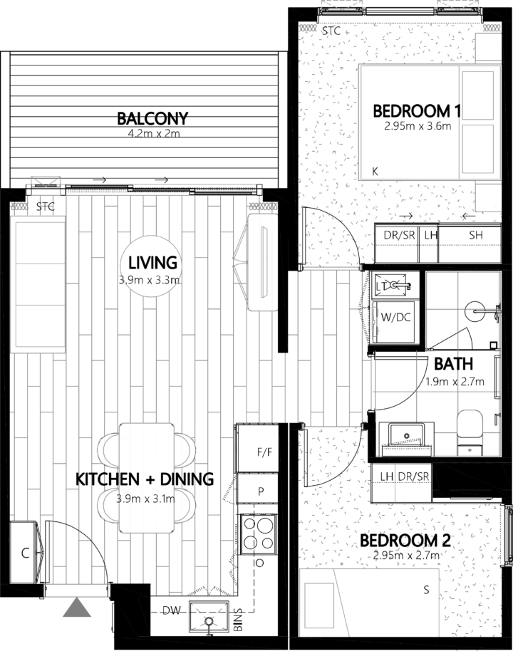 Onepoto 315 Apartment Floor Plan - Elevation Northcote