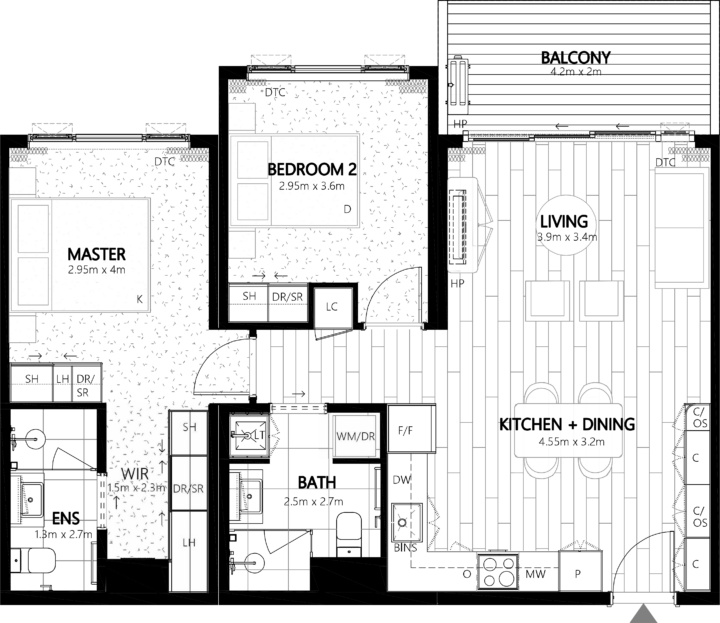 Onewa 405 Apartment Floor Plan - Elevation Northcote