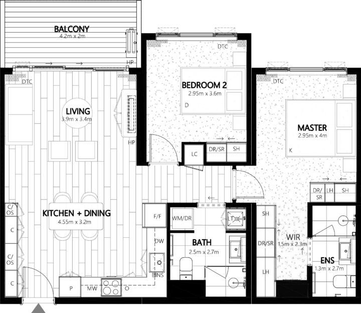 Onewa 309 Apartment Floor Plan - Elevation Northcote
