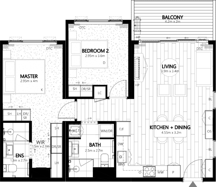 Onewa 319 Apartment Floor Plan - Elevation Northcote