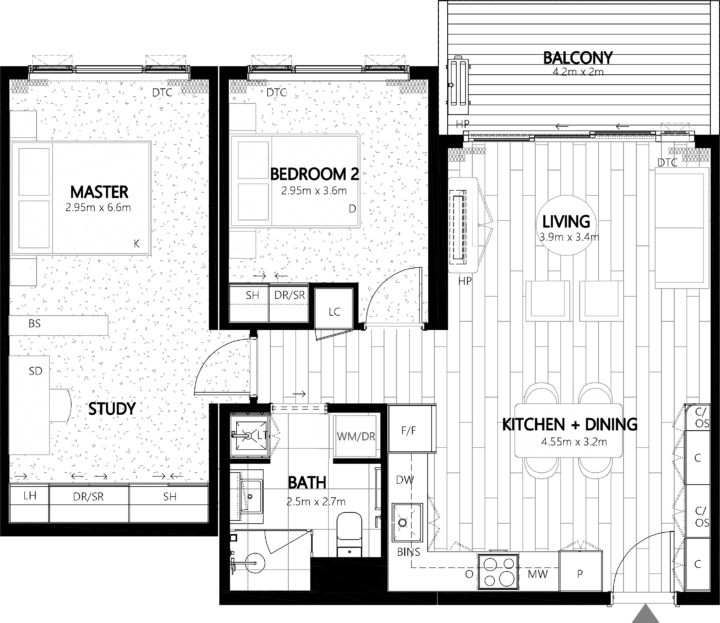 Onewa 506 Apartment Floor Plan - Elevation Northcote