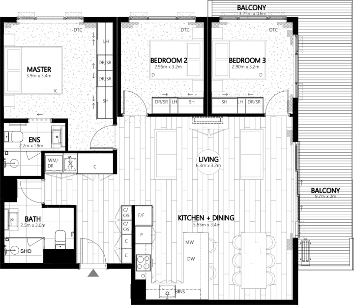 Onewa 210 Apartment Floor Plan - Elevation Northcote