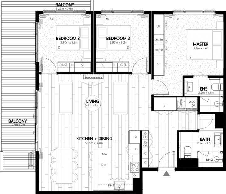 Onewa 312 Apartment Floor Plan - Elevation Northcote