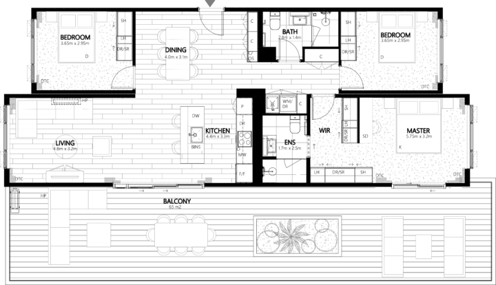 Onewa 515 Apartment Floor Plan - Elevation Northcote