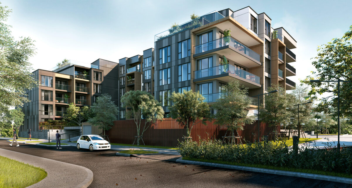 Exterior view of Onewa and Onepoto Apartment Buildings - Elevation Northcote Apartments